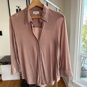 L’AGENCE Silk Blouse Blush Pink Button Down Top Size Small